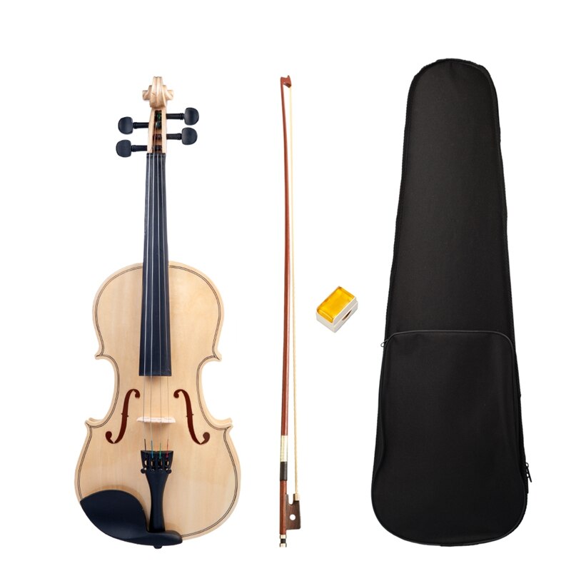 Akustisk violin voksenstuderende violin i fuld størrelse 4/4 violin glat poleret overflade violin bue boks sæt: Default Title