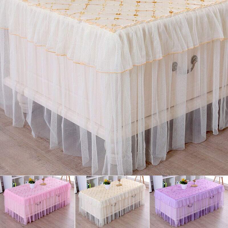 Bryllup tyl tutu bordskørt betræk fest fødselsdag festlig solid rektangel dug til bryllupsfest