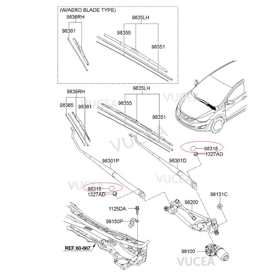 Front vinduesvisker arm møtrik dæksel 98380-4 h 050 til hyundai accent azera genesis coupe  i20 i30 i40 ix55 santa fe elantra