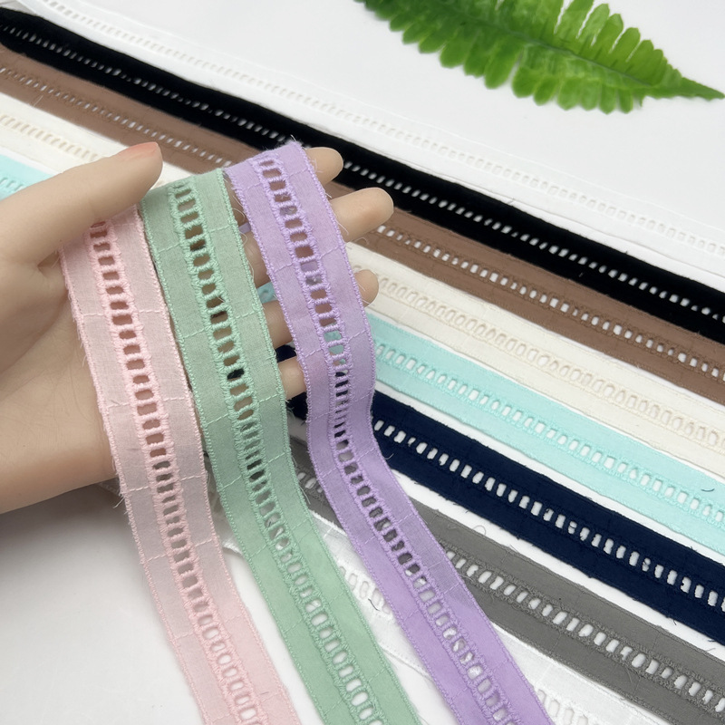 15 yardas 25 mm falda bordada rayas horizontales, atadura hueca de algodón, correa para el cabello, lazo DIY artesanía accesorios artesanales mejoras para el hogar a0475b - 1