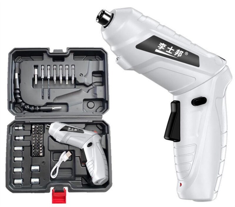 Multifunction Mini Electric Drill Home Electric Screw Driver Screwdriver Power Tool USB Charge Universal Wrench Maintain THE1203: white D