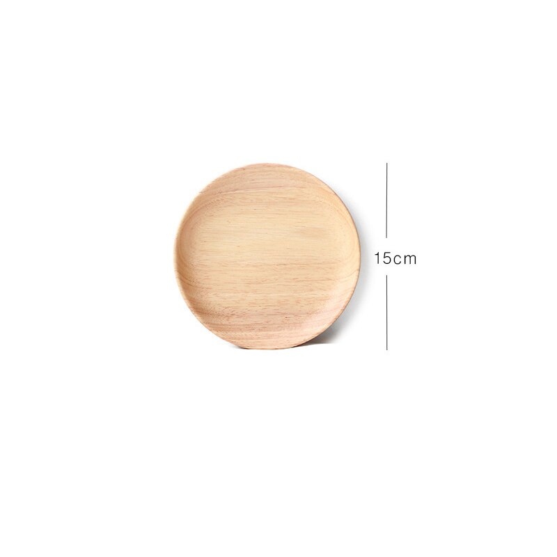 Whole Wood Lovesickness Wooden Tray Tableware Round Solid Wood Plate Dishes Saucer Tea Tray Dessert Dinner Plate Home Dinnerware: Round-15cm