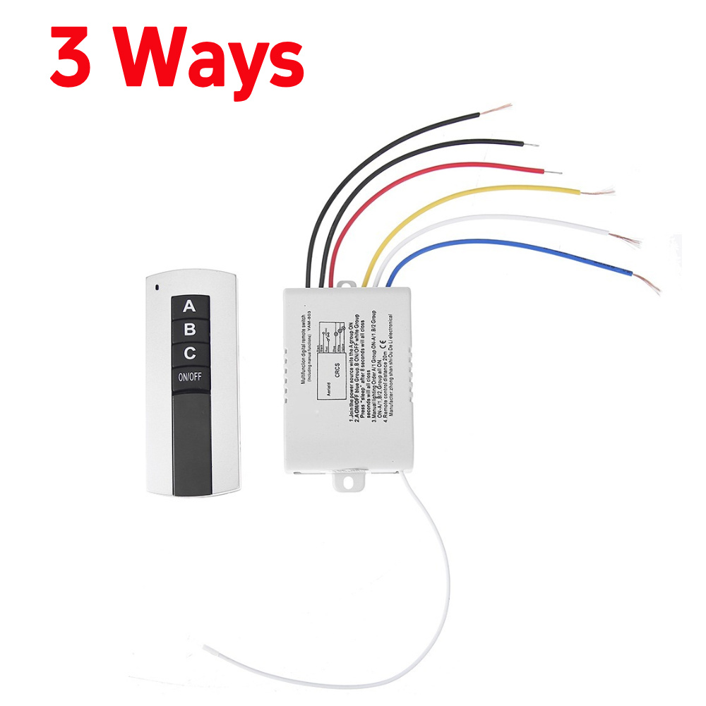 Práctico conjunto de dispositivos de Control remoto 220V 3 canales interruptor de Control remoto Digital inalámbrico para herramientas de luz de lámpara: BLANCO