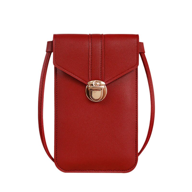PU Crossbody praktisch tasche mädchen Brieftasche Tasche Touchscreen praktisch Geldbörse Tasche Smartphone Schulter Riemen Handtasche Wasserdicht: 01 rot