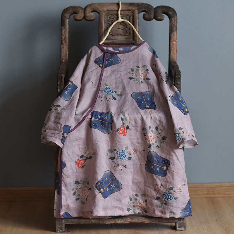 Johnature Herfst Vintage Print Bloemen Shirts Voor Vrouwen Ramee O-hals Lange Mouw Blouses Losse Vrouwelijke Lange Shirts Tops