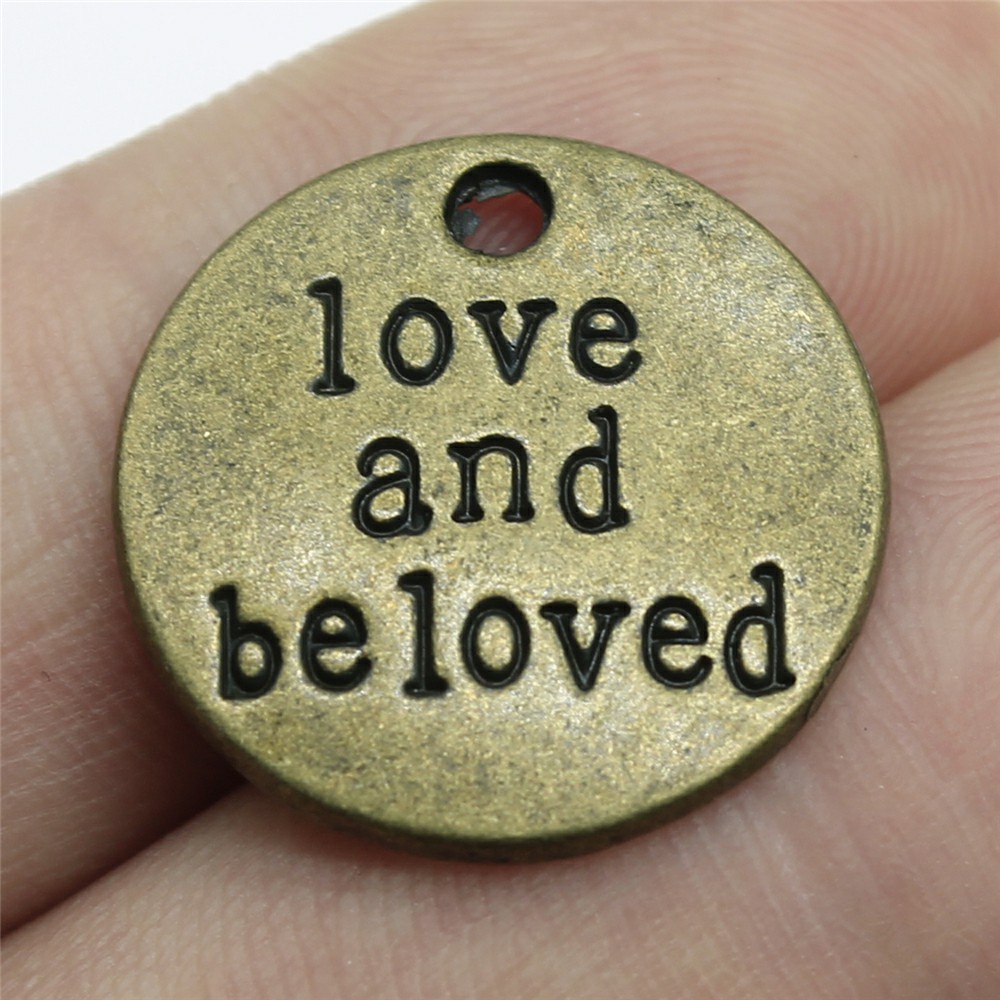 10pcs Round Inspire Nameplate Live Laugh Love Live Your Dream Never Give Up Karma Charms For Jewelry Making Diy Crafts Making: Antique Gold Plated