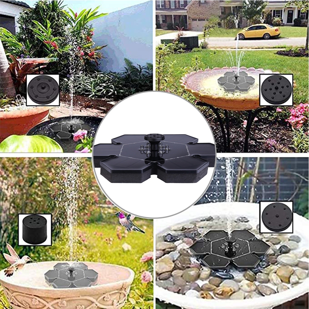 Solenergi fontene pumpe solenergi 2.4w 6 ledd flytende fontenen vannpumpe hage dam basseng landskap fontenen lys utendørs munnstykke: 2ps type 1