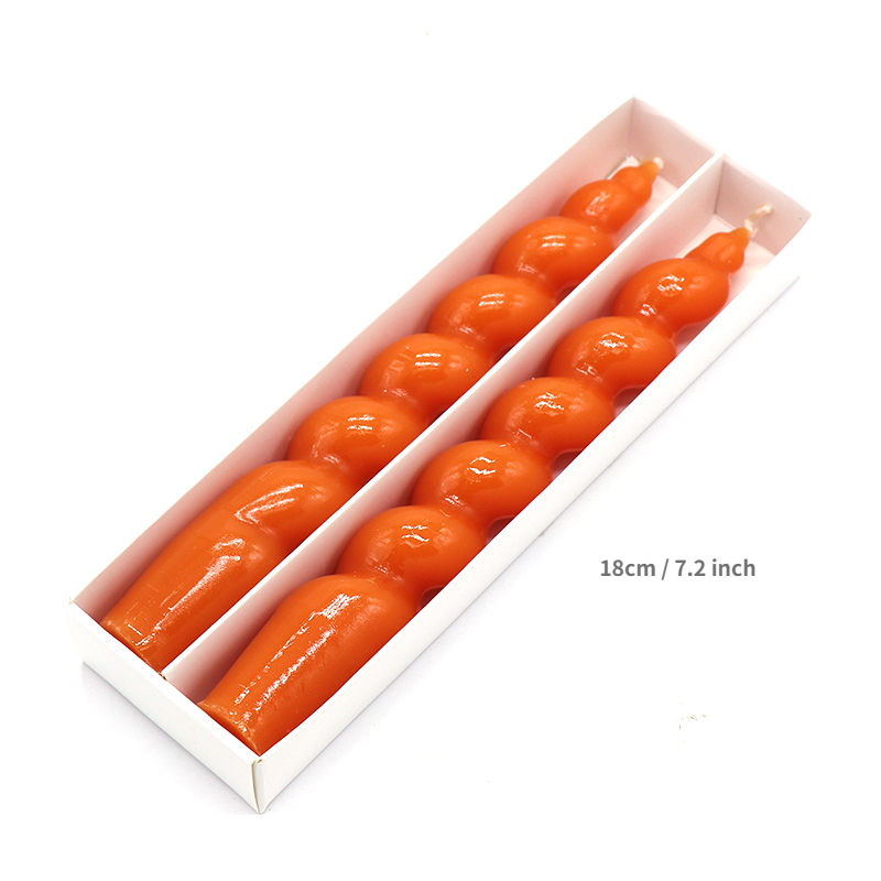 Velas cónicas de Color para decoración de boda, juego de velas nórdicas de palo largo para decoración de mesa, Festival de cumpleaños: Orange Spiral 2PC