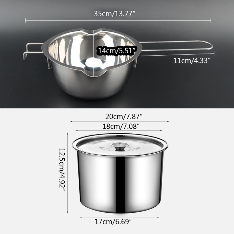 Stainless Steel Double Boiler Pots Chocolates Melting Pots Soap Candle Candy Making Gadgets Kit Melting Heat Proof Bowls