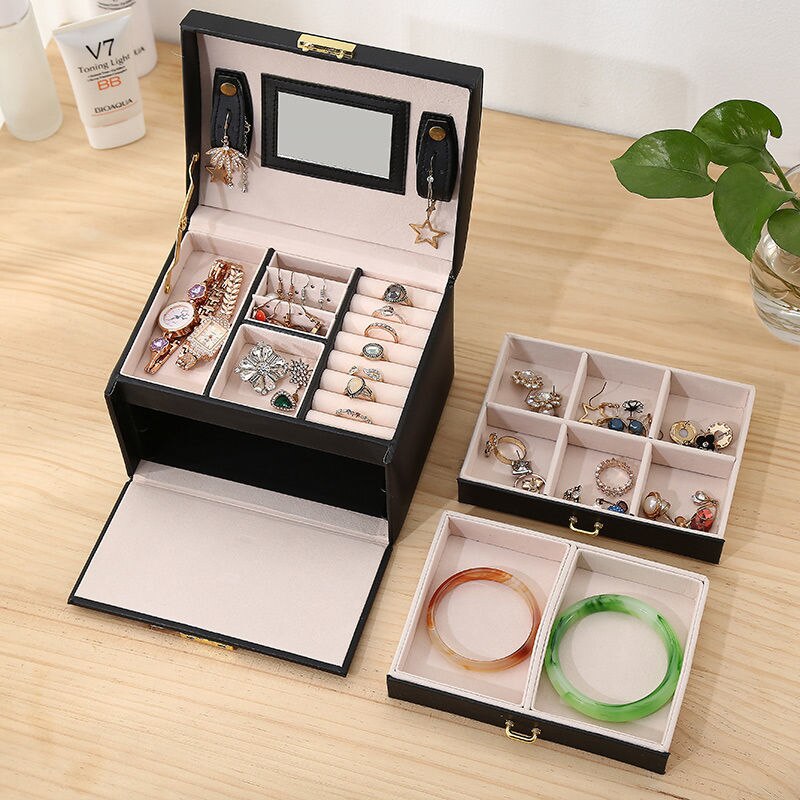 Princess-style Jewelry Box Leather Jewelry Box Cosmetic Box Jewel Case Upscale Jewelry Organizer Birthday Wedding