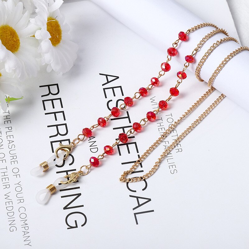 Cadena con abalorios de perlas a la para mascarilla para mujer y niña, cadenas para gafas, correas y cordones para el cuello, cuerda para gafas de lectura, soporte con cordón: 5