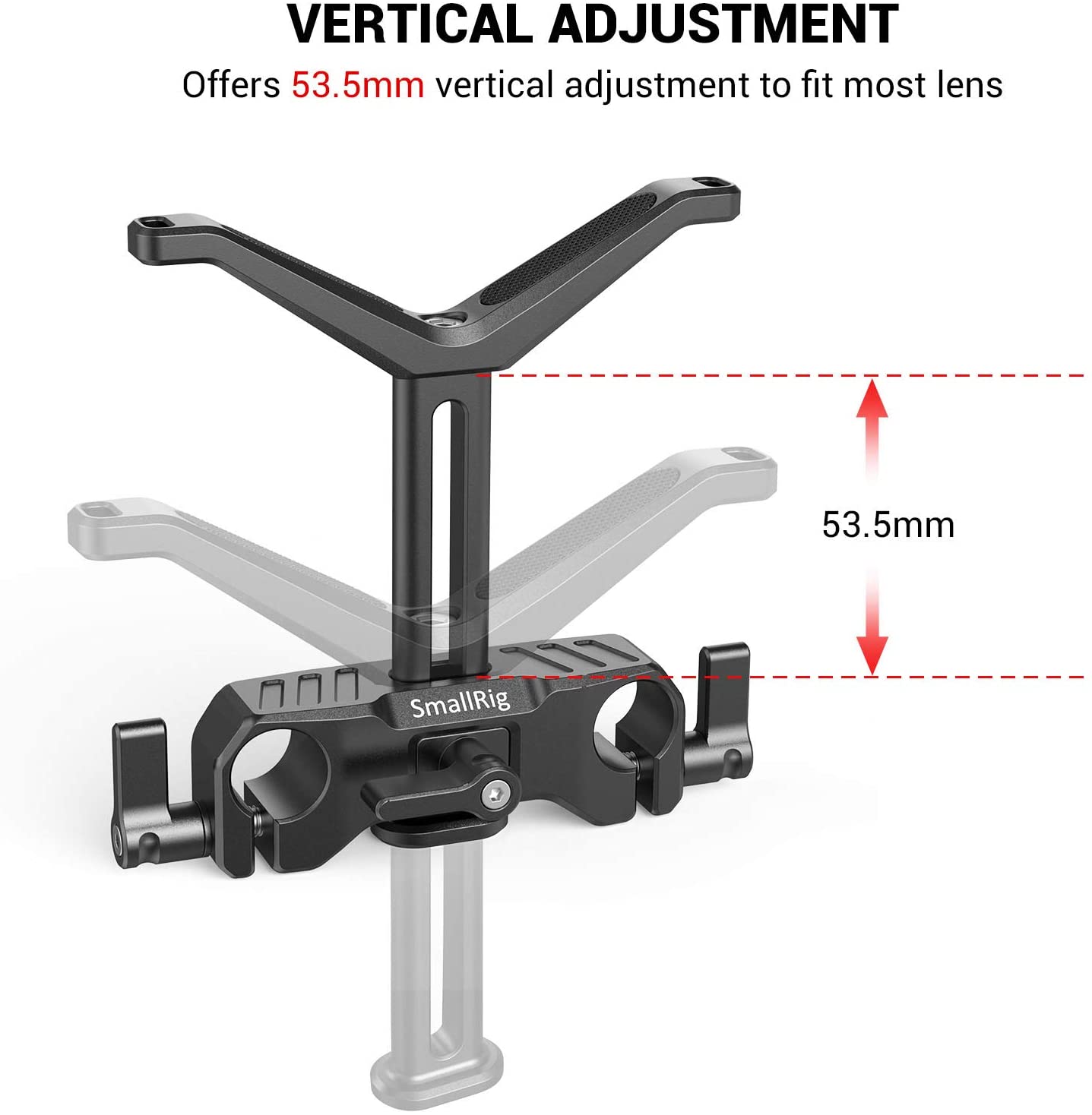 Smallrig 15mm lws universel linse støtte med 15mm stadiebeslaget til kameraets linse y-formet beslag med 53.5mm justering -2681