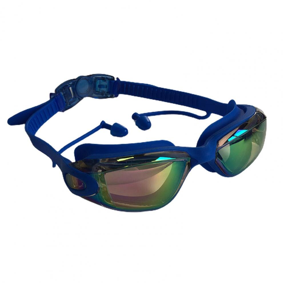 Zwembril Zwemmen Bril W/Oordopjes Neusklem Galvaniseren Waterdicht Wide Vision Swim Eyewear Очки Для Плавания Adluts: Blauw