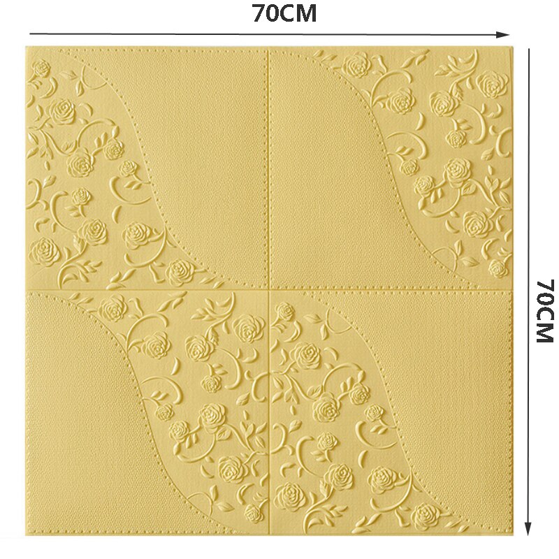 3D Wall Stickers ceiling sticker roof decoration Foam wallpaper waterproof DIY TV background wallpaper decoration sticker: Yellow