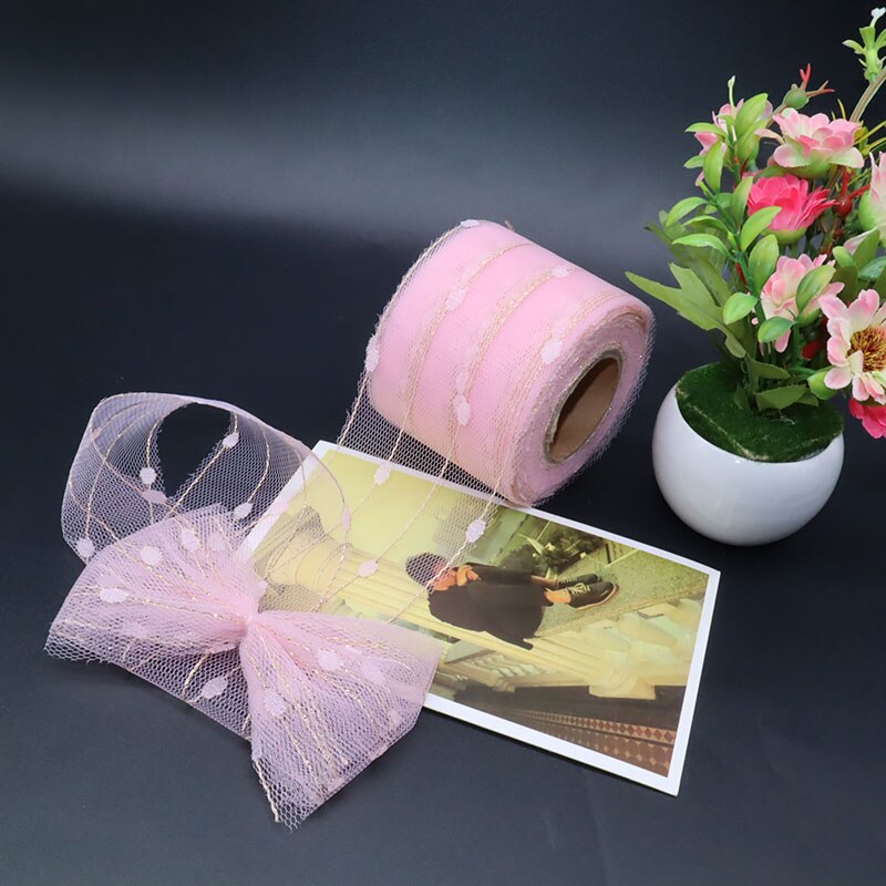 25 yards 6cm kristall tyll rulle organza ren gasväv baby shower favor bröllop bil dekoration fest hem trädgård hantverk leveranser: Rosa