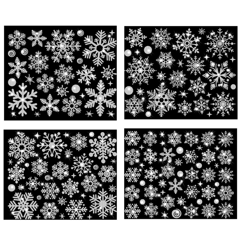 Jaar Behang Kerst Glitter Sneeuwvlok Venster Sticker Elektrostatische Muurstickers Sneeuwvlok Deur Glas Decor Decals