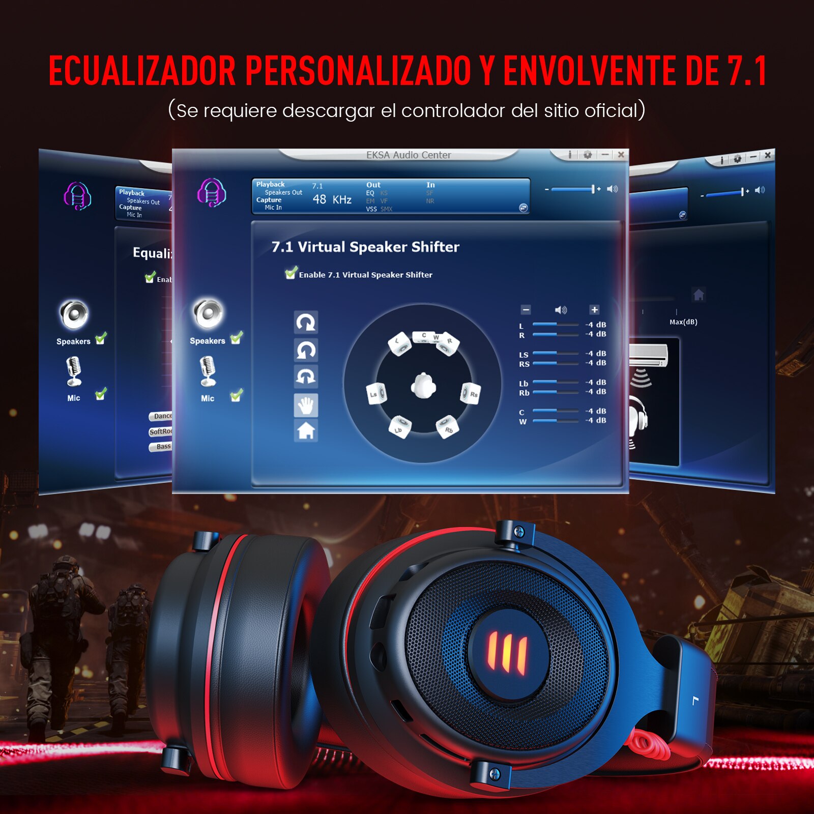 EKSA Gaming Headset Gamer E900/E900 Pro 7.1 Surround Wired Gaming Headphones with Microphone For PC/PS4/PS5/Xbox one/Switch