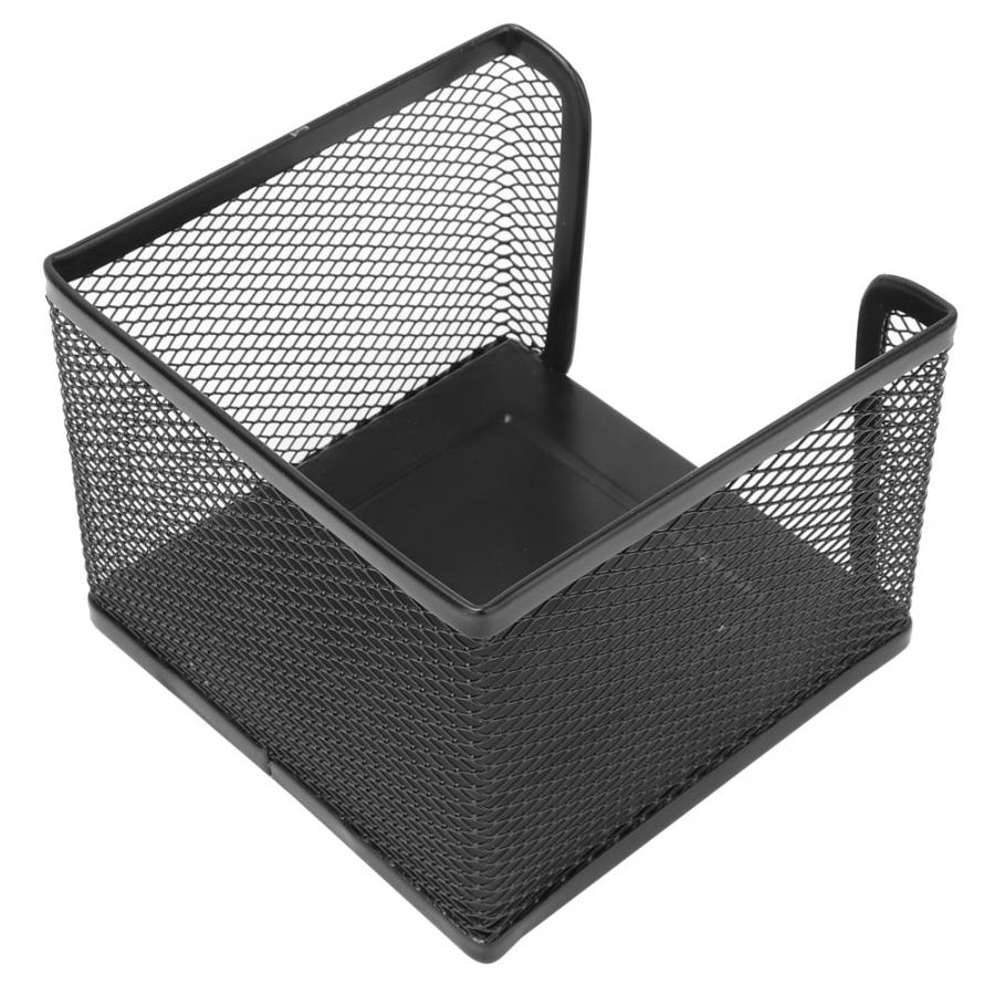 1pc Black Metal Mesh Box Home Office Pen Pencils Business Sticky Note Desk Shelf Card Holder Case Stand Desktop Organizer