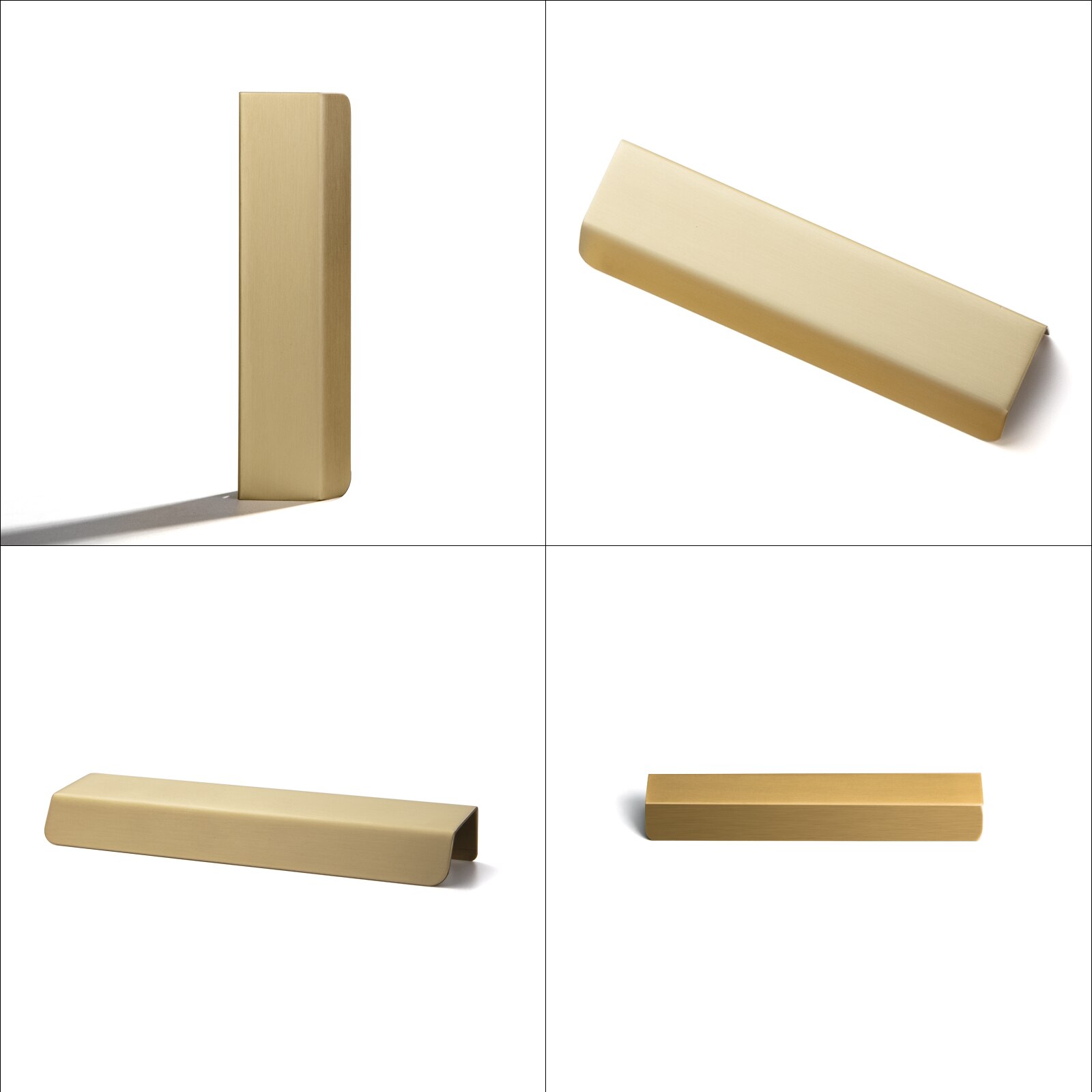 Modern Brass Brushed Hidden Handle Cabinet Handles Sliced Finger Pull Handle Kitchen Cupboard Pulls for Furniture Hardware