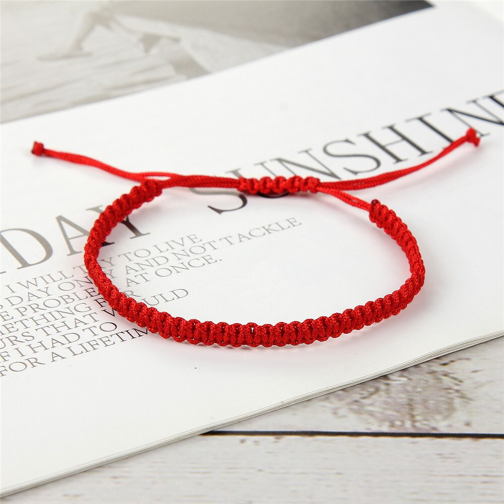 12pcs/lot Solid Braided Adjustable Lucky Red Rope String Bracelet Set for Women Men Handmade Jewelry