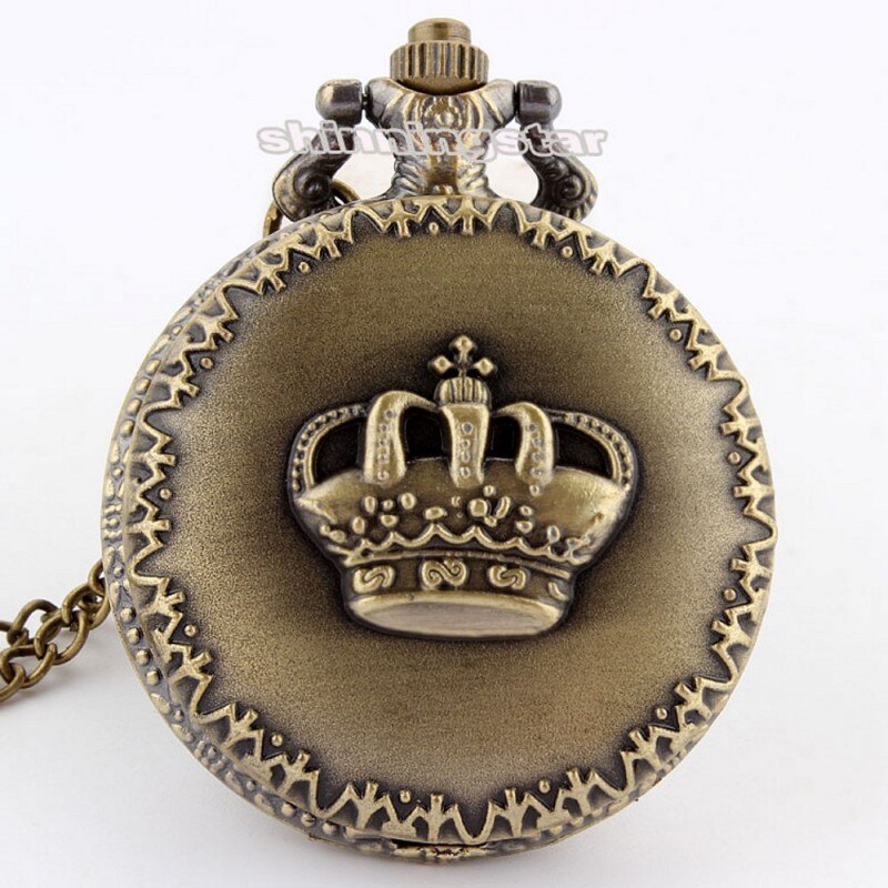 Retro bolsillo Vintage reloj De bronce real Imperial corona De cuarzo colgante, collar, cadena, los hombres y las mujeres relojes para reloj De Bolso: big size