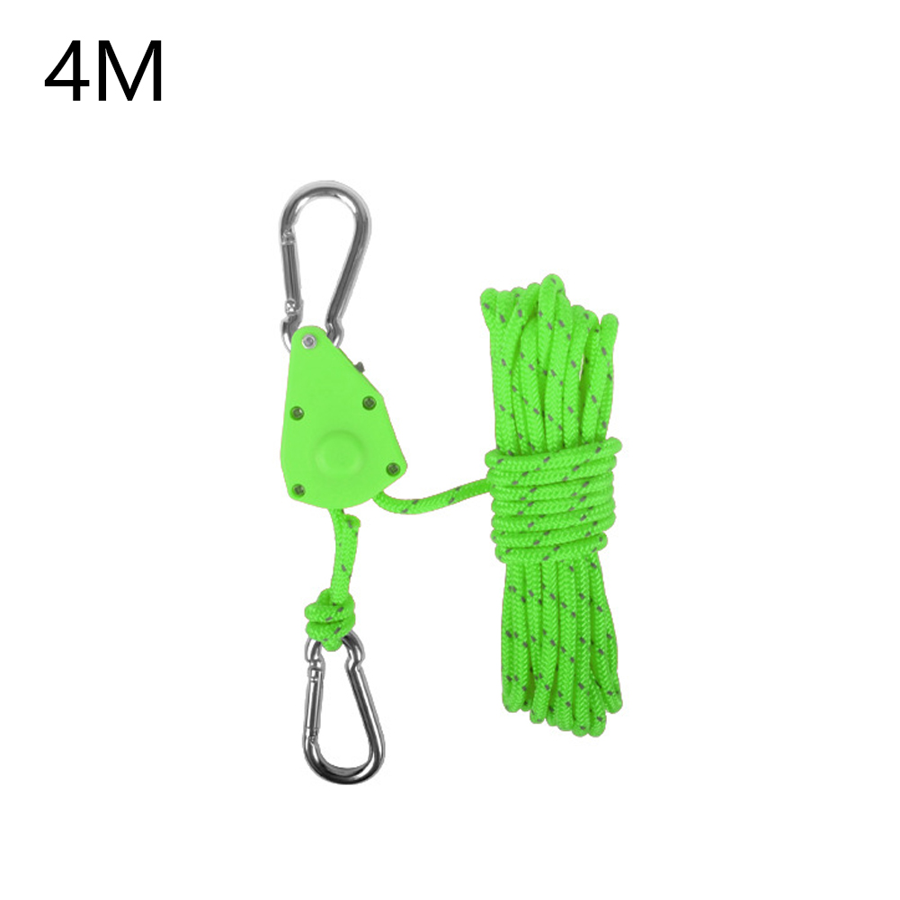 1pc 4M Camping Rope Quick Setup Outdoor Guy Lines Adjustable Tent Tie Downs Rope Hanger For Canopy Kayak Canoe Grow Light: Yellow
