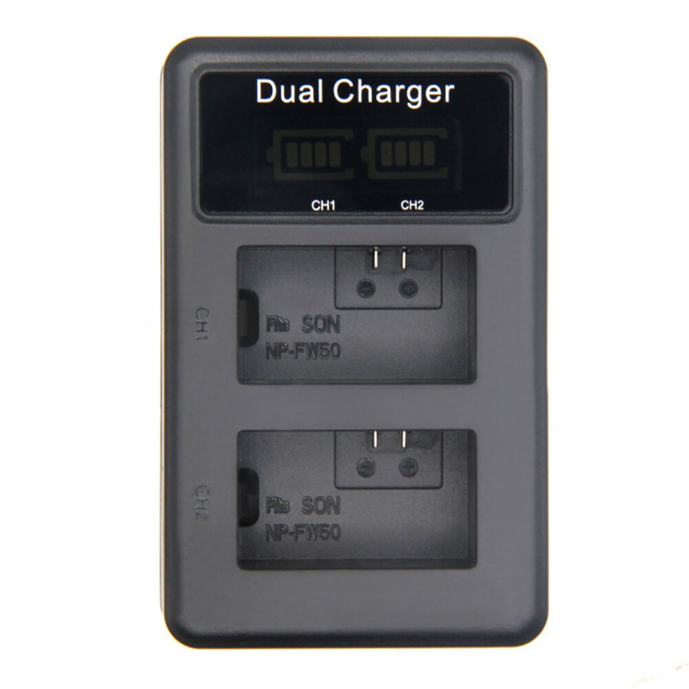 Kamera batterilader lcd usb dobbel lader til np -fw50 sony  a6000 5100 a3000 a35 a55 a7s ii alfa 55 alfa 7 a