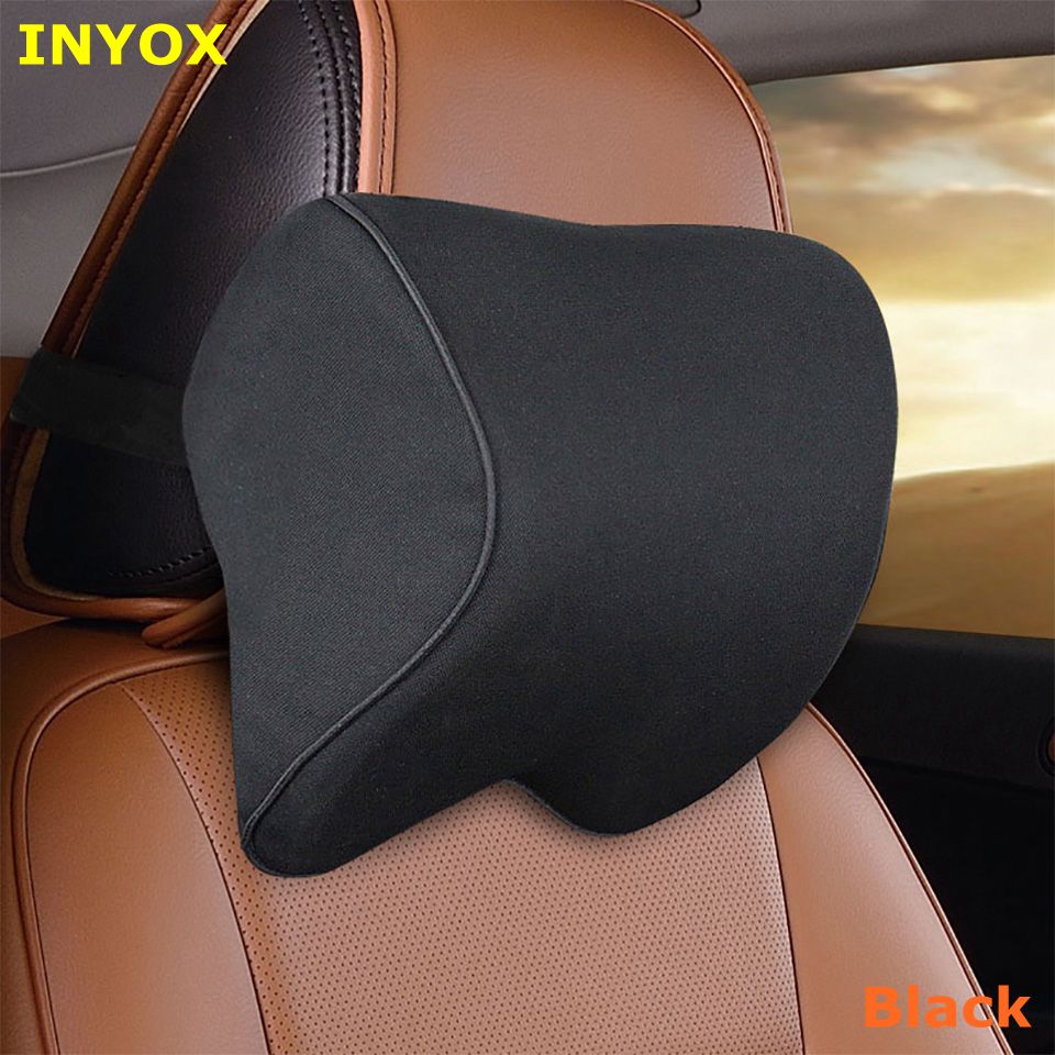 M1 Car Neck Headrest Pillow 3D Memory Cotton foam Universal for car Seat head Travel Support cushion rest Fabric Soft auto mesh: M1-Black