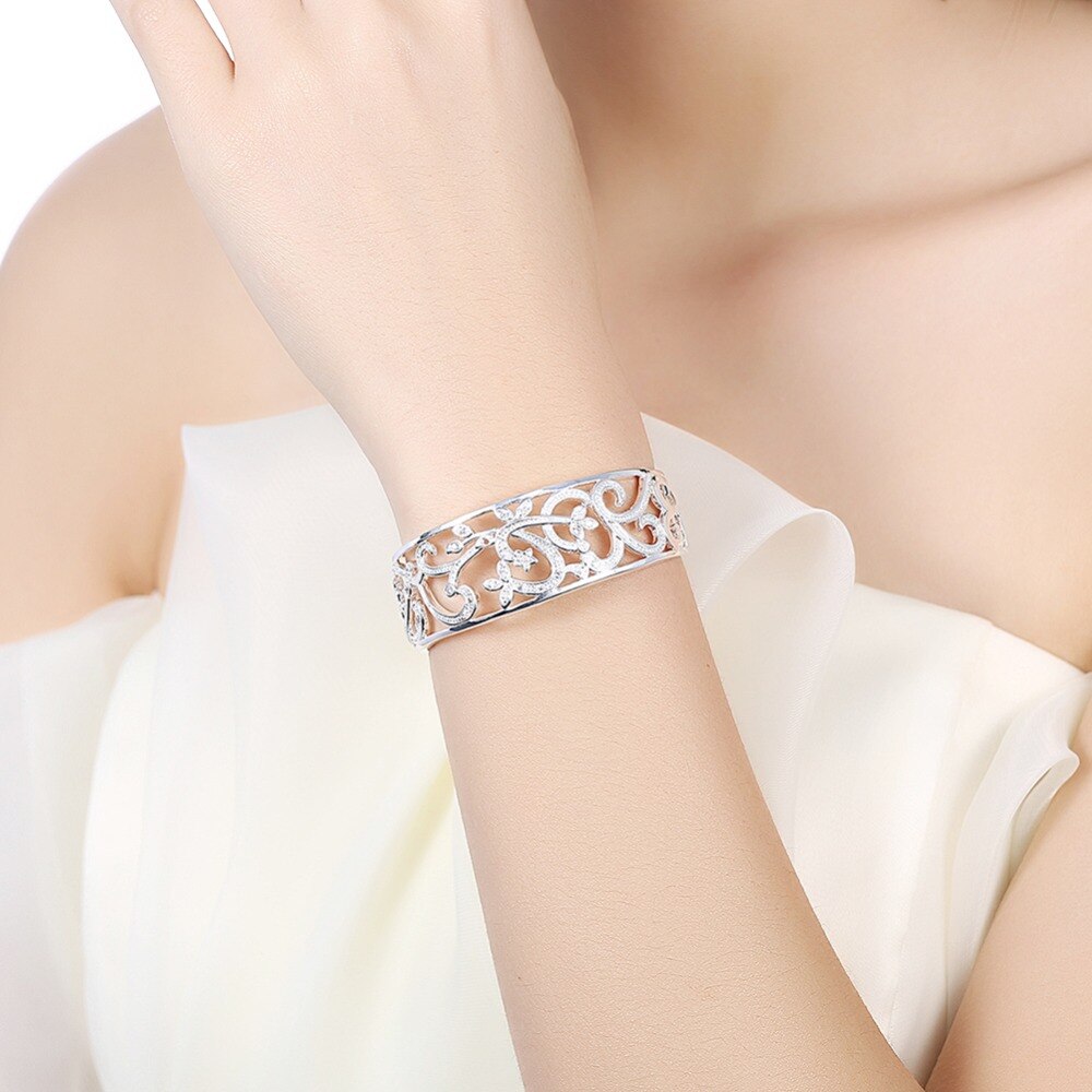 Pulsera de plata pura 925 para mujer, pulsera ajustable, pulsera de Zirconia, pulsera de mujer, joyería nupcial de boda