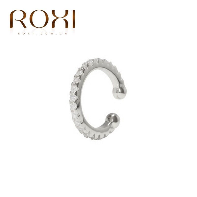 Roxi luksus rund sort zirkon kronblad snefnug klip øreringe til kvinder rund cirkel øre manchet ingen piercinger sølv 925 smykker: C sølv 1pc
