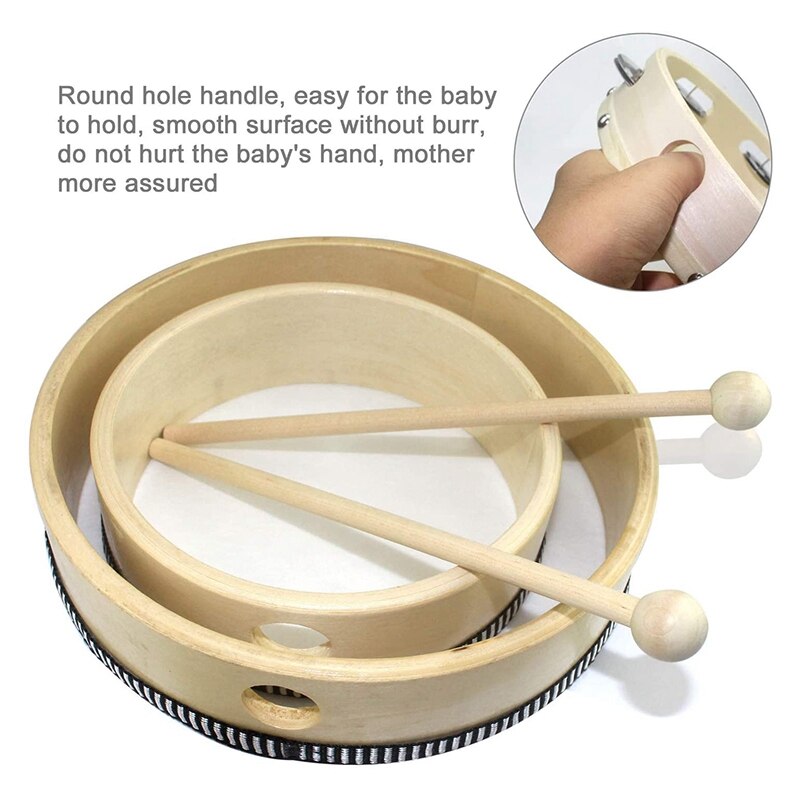 2 stück Hand Trommel 6 Zoll und 8 Zoll Holz Rahmen Trommel Schlagzeug mit Trommel Stöcke