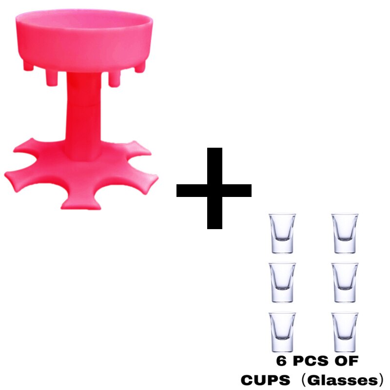 6 shotglas dispenser houder wijnkistje likeurdispenser wijn whisky bier dispenser rek party games drinkgerei bar accessoires: Roze met glazen beker