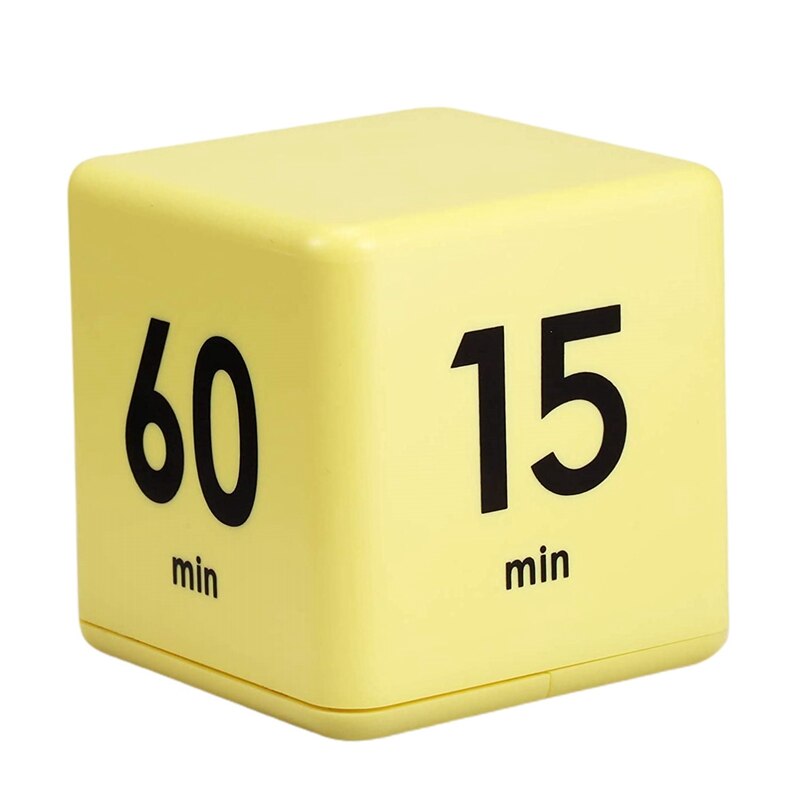 Time Cube-Timer Kitchen Timer Gravity Sensor Flip Timer Exercise Game Timer 15-20-30-60 Minutes For Meditation: Yellow