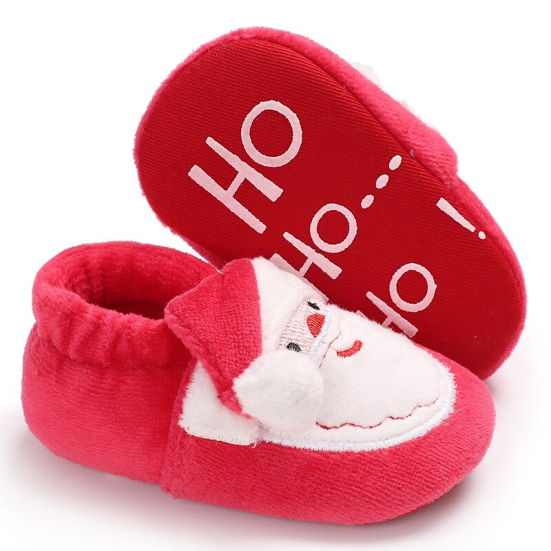 Zapatos navideños para bebé, calzado de suela suave, cálido, Papá Noel, primeros pasos, bonitas botas de Navidad, 1 par