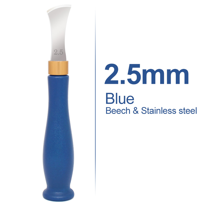 Leather Edge Creaser Tool, Stainless Steel Shallow Slot Edge Linear Marking Crimping Working Wood Handle Tools for Leather Craft: Blue 2.5mm