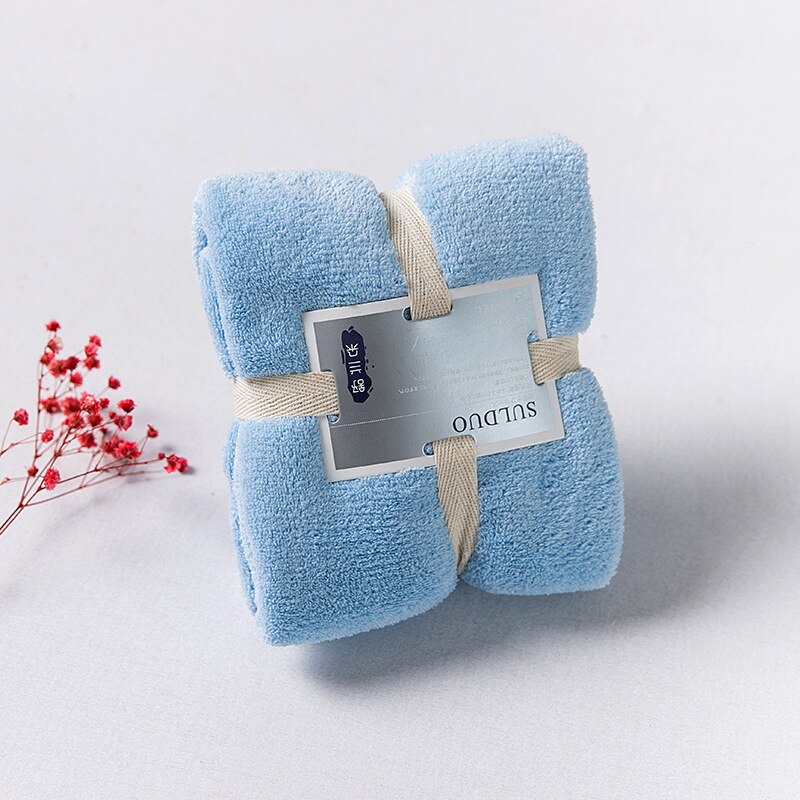 Dikker Microfiber Koraal Fluwelen Droog Haar Handdoek Zachte Super Absorberende Gym Yoga Volwassen Douche Quick Droog Thuis Keuken Gezicht handdoek: sky