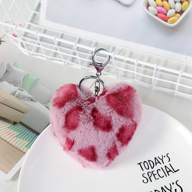 Leopord motif coeur Pom-pom porte-clés style coréen valise ornements voiture porte-clés pendentif: Style 3