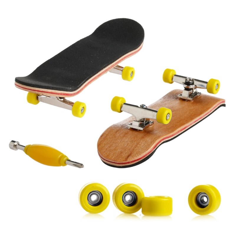 1Set Wooden Deck Fingerboard Skateboard Sport Games Kids Maple Wood Set: D19115-Y