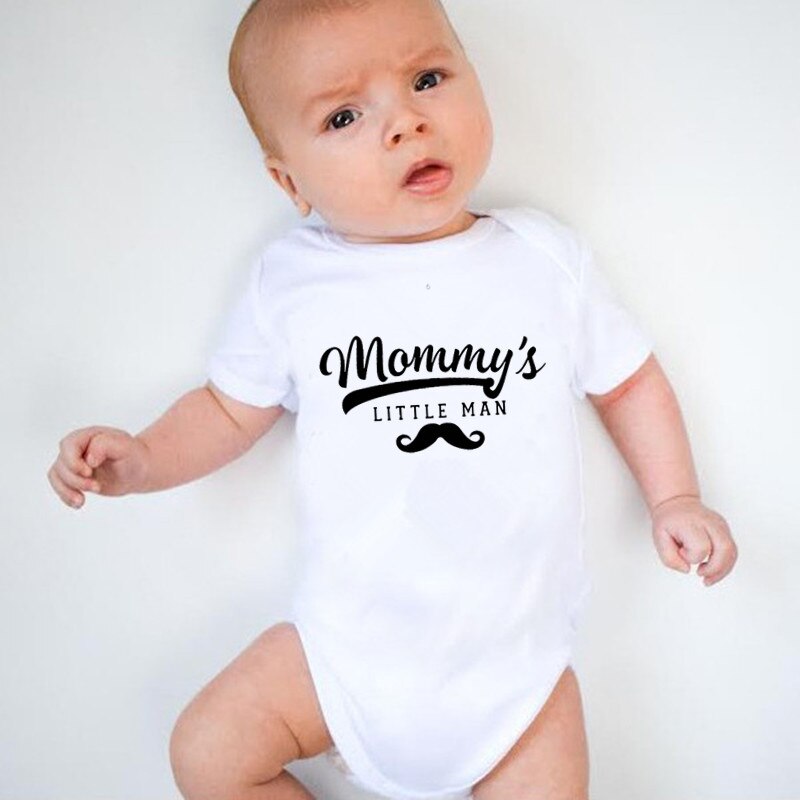 Baby Boy Romper Mommy's Little Men Print Baby Boy Clothes Black Cotton Short Sleeve Neborn Infant Onesie Jumpsuit Outfits: Light Yellow / 12M