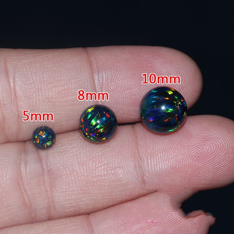 polymer impregnated synthetic opal black/white round rainbow 6/8/10mm for DIY jewelry making loose beads FPPJ