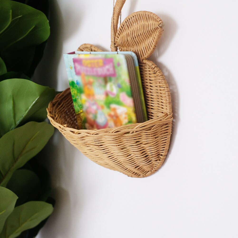 Panier de rangement en rotin en forme de fruits et fleurs, boîte de rangement suspendue, décor de maison pour enfants, panier d'organisation tissé à la main