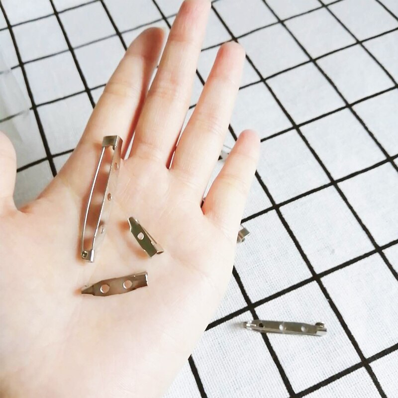 50PCS Iron Tone Safety Brooch Back Safety Catch Bar Pins Jewelry Findings Accessories DIY Brooches Making Safety Pin Brooch