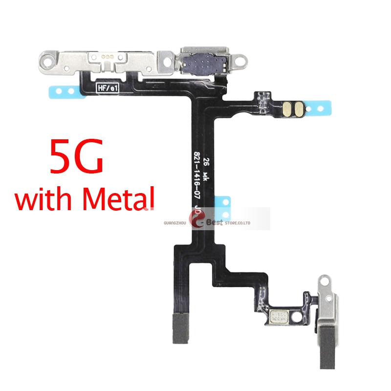 Power Flex dla iPhone 5G SE 6 6s 7 8 Plus 7G 8G 6G X XR XS MAX wyciszenie i przycisk głośności klucz przełącznika przewód zasilający z części metalowe