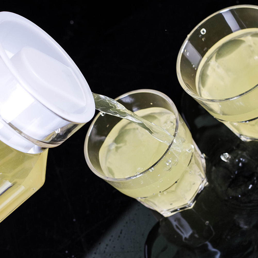 Jarra de jugo de agua de 1,1l, botella transparente de plástico para almacenar jugo fresco y bebidas para cocina, nevera, olla de almacenamiento de bebidas