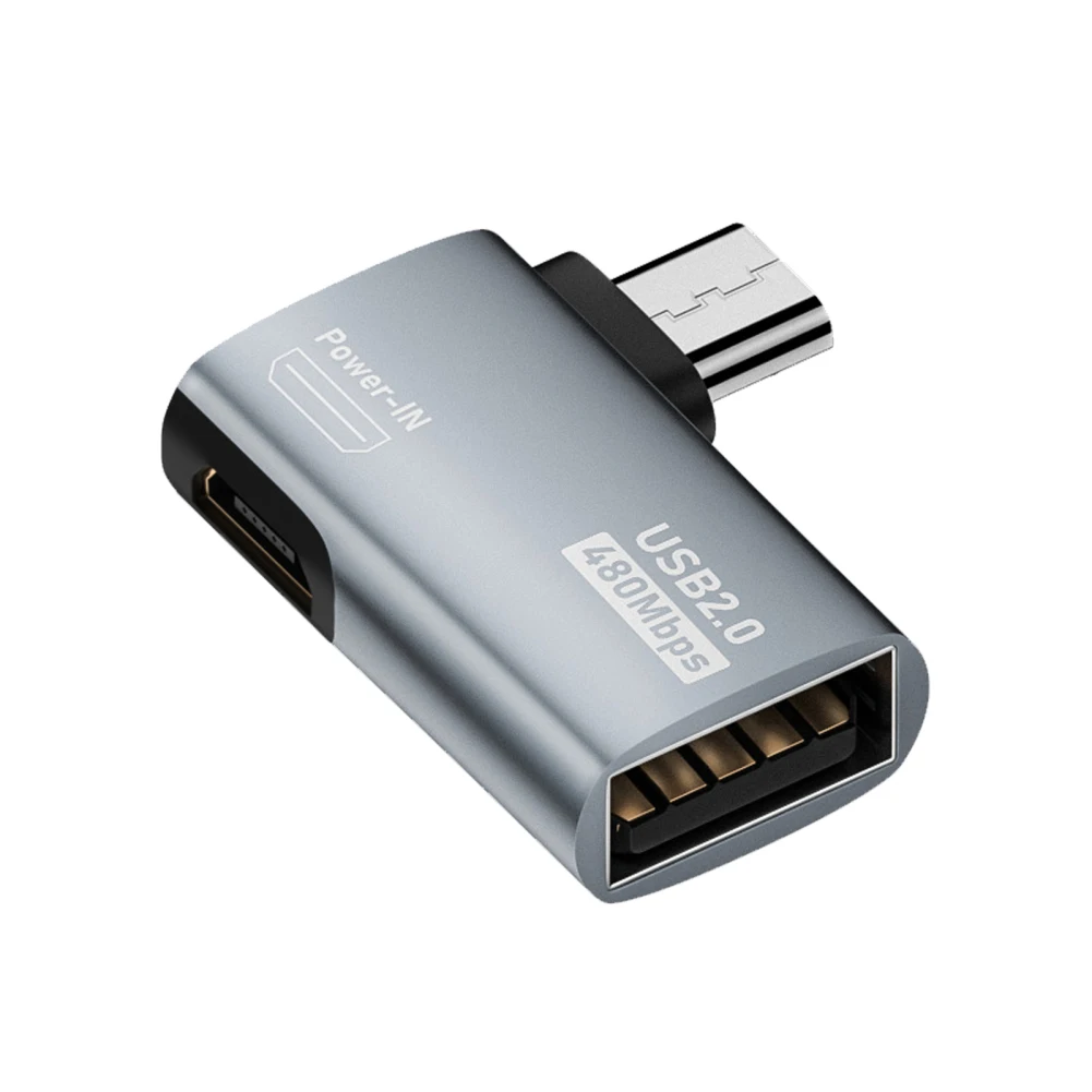 Adaptador de Cable OTG 4K, adaptador Micro USB a USB OTG alimentado en ángulo izquierdo de 90 grados para TV, tableta, Fire TV Stick 4K: Blanco / > 12 m