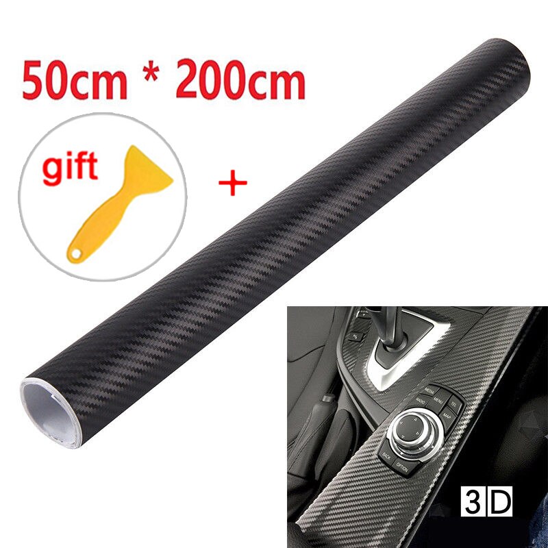 Pegatina de coche con raspador para superficies de altavoces 50x200cm, lámina de vinilo de fibra de carbono negra mate, pegatinas decorativas prácticas