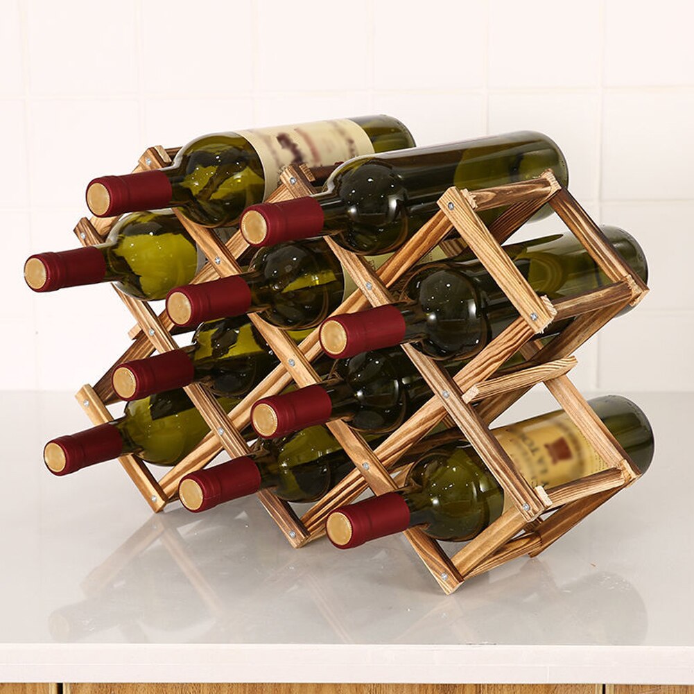Estantes plegables de madera para vino, soportes de armario para botellas, estante de madera, organizador de almacenamiento para vitrina retro