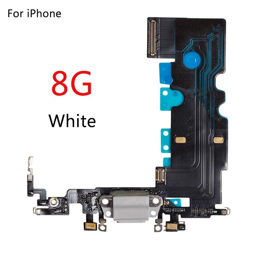 1pcs Charging Port Flex Cable for iPhone 8G 4.7" 8 Plus 5.5" black white gold USB Dock Connector Charger Microphone Repair parts: For 8G White