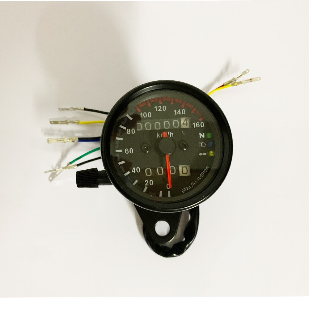 Motorcycle Odometer Black Shell With Bracket Modified Speed LED Electronic Tachometer Retro Table: Silver