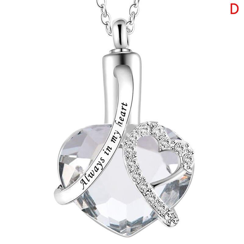 Always in my heart Locket screw Heart cremation memorial ashes urn birthstone necklace jewelry keepsake pendant: D
